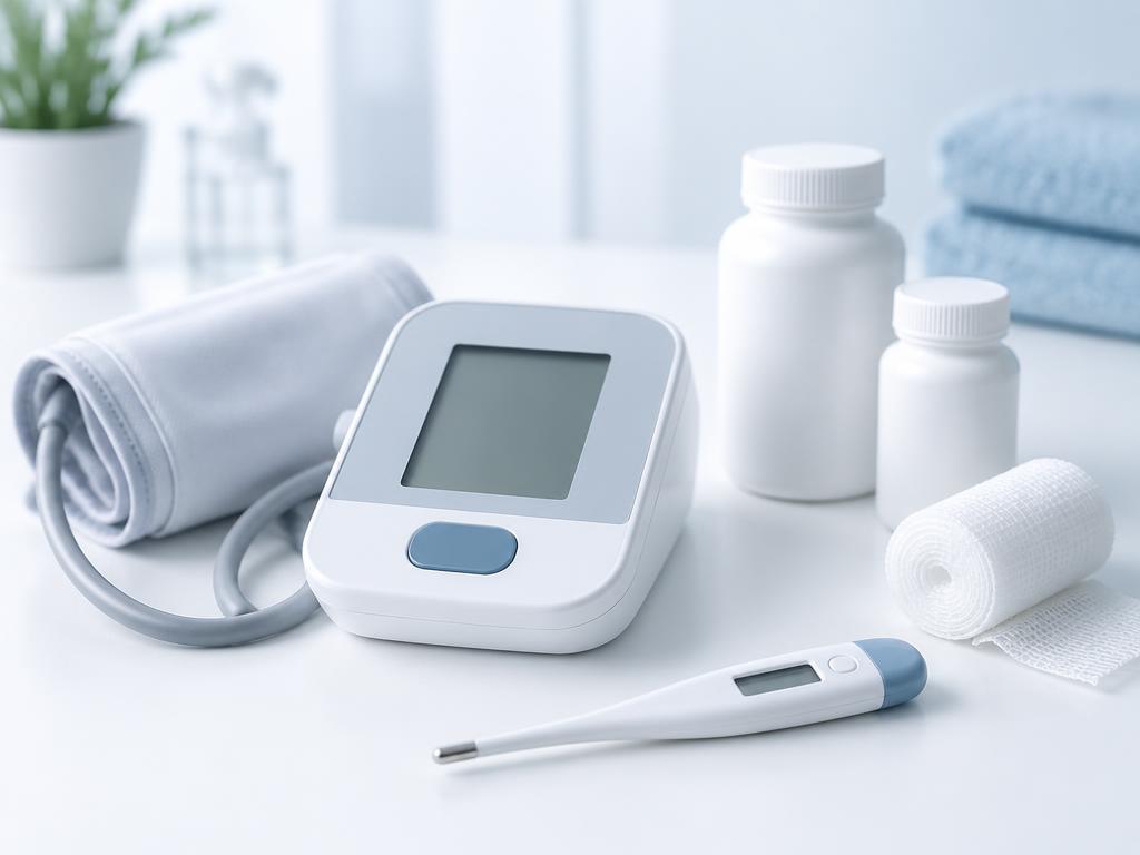 Tensiómetro, termómetro y artículos de farmacia