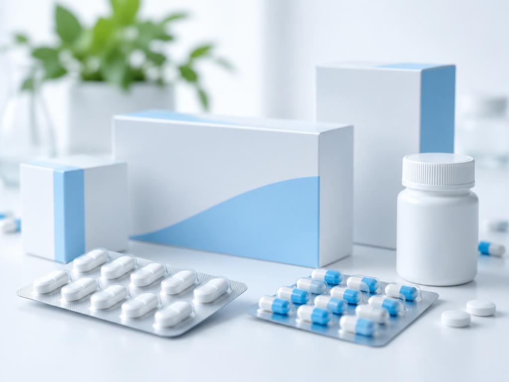 Cajas de medicamentos y blister de comprimidos